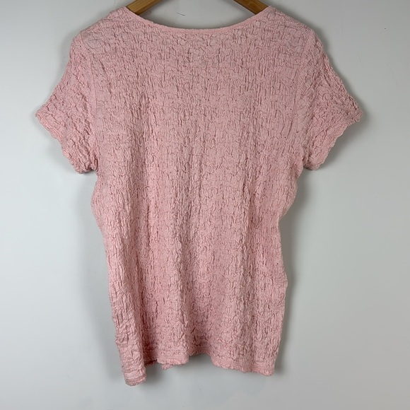 J Jill Womens TShirt Small Pink Peach Solid Scoop Neck Stretch Ruched Cotton - Picture 3 of 7